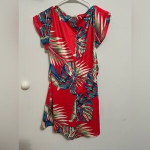 SHEIN Red and Pink Floral Dress